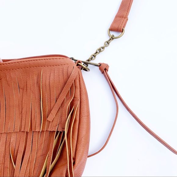 Boho Brown Faux Leather Fringe Crossbody Purse - Picture 5 of 8